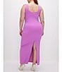 Color:Lollipop008 - Image 2 - Plus Size Square Neck Sleeveless Scuba Maxi Sheath Dress