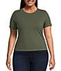Color:Fatigue001 - Image 1 - Plus Size Super Stretch Crew Neck Short Sleeve Baby Tee
