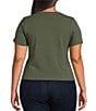 Color:Fatigue001 - Image 2 - Plus Size Super Stretch Crew Neck Short Sleeve Baby Tee