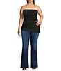 Good American Plus Size Super Stretch Jersey Strapless Asymmetrical Hem Tube Top, Color:Black001 - Image 3