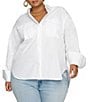 Color:White - Image 1 - Plus Size Woven Point Collar Long Sleeve Button Front The Good Shirt