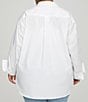 Color:White - Image 2 - Plus Size Woven Point Collar Long Sleeve Button Front The Good Shirt