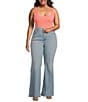 Good American Plus Soft Tech Good Legs Mid-Rise Flare Jeans, Color:Indigo841 - Image 3
