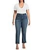 Good American Plus Soft Tech Good Legs Straight Jeans, Color:Indigo855 - Image 3