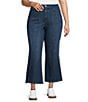 Good American Plus Soft Tech Good Waist High Rise Palazzo Cropped Jeans, Color:Indigo977 - Image 1