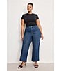 Good American Plus Soft Tech Good Waist High Rise Palazzo Cropped Jeans, Color:Indigo977 - Image 5