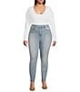 Good American Plus Soft Tech High Rise Good Waist Skinny Jeans, Color:Indigo763 - Image 3