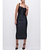 Color:Black001 - Image 1 - Ruched Sweetheart Neck Sleeveless Bodycon Midi Dress