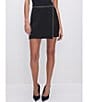 Color:Black001 - Image 1 - Scuba Knit Crystal Rhinestone Asymmetrical Wrap Mini Skirt