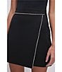 Color:Black001 - Image 5 - Scuba Knit Crystal Rhinestone Asymmetrical Wrap Mini Skirt