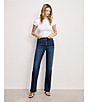 Good American Soft Tech Good True Straight Leg High Rise Denim Jeans, Color:Indigo - Image 6