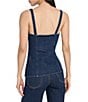 Good American Square Neck Sleeveless Button Front Coordinating Denim Top - Image 2