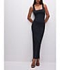Color:Black001 - Image 1 - Square Neck Sleeveless Scuba Maxi Dress