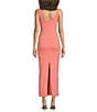 Good American Square Neck Sleeveless Scuba Maxi Dress, Color:Coral002 - Image 2