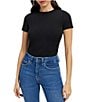 Good American Super Stretch Crew Neck Short Sleeve Baby Tee - Image 1