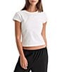 Good American The Cap Sleeve Crew Neck Cropped Tee - Image 3