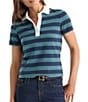 Good American The Easy Striped Collared Neck Short Sleeve Polo Tee - Image 1