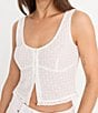 Good American The Eyelet Scoop Neck Sleeveless Button Front Top - Image 4