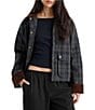 Good American The Heritage Plaid Printed Corduroy Collared Long Sleeve Jacket - Image 1