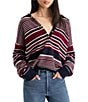 Good American The Oversized Rugby Stripe Collared Long Sleeve Sweater - Image 1