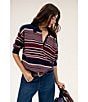 Good American The Oversized Rugby Stripe Collared Long Sleeve Sweater - Image 4