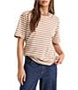 Good American The Oversized Striped Crew Neck Short Sleeve Tee - Image 1