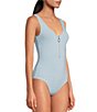 Color:Marina - Image 2 - O-Ring Zip Front Bodysuit