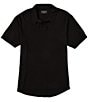 Color:Black - Image 1 - Johnny Collar Short Sleeve Polo Shirt