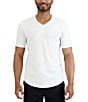 Color:White - Image 1 - Slub Scallop Short-Sleeve V-Neck T-Shirt