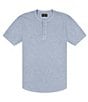 Color:Riverside Blue - Image 1 - Sun-Faded Short Sleeve Henley T-Shirt