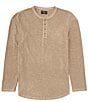 Color:Timber - Image 1 - Sun Faded Slub Scallop Long Sleeve Henley Shirt