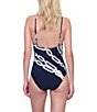 Gottex Bejeweled Chain Print High Neck Tummy Control Halter Tank One Piece Swimsuit, Color:Black White Cream - Image 2