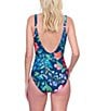 Gottex Garden Dream V-Neck Front Wrap Surplice One Piece Swimsuit, Color:Navy Multi - Image 2