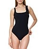 Gottex Modern Muse Solid Square Neck Tummy Control One Piece Swimsuit - Image 1