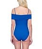 Gottex Monte Carlo Solid Off-The-Shoulder Underwire Tummy Control Bandeau One Piece Swimsuit, Color:Cobalt - Image 2