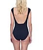 Gottex Monte Carlo Solid Square Neck Cap Sleeves Underwire Tummy Control One Piece Swimsuit, Color:Black - Image 2