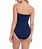 Color:Navy/Gold - Image 2 - Onyx Bandeau Tummy Control Gold Binding Detail One Piece Swimsuit