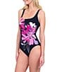 Gottex Water Lily Square Neck Tummy Control One Piece Swimsuit, Color:Black Multi - Image 3