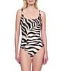 Gottex Wildest Dream Animal Print Square Neck Tummy Control Tank One Piece Swimsuit, Color:Brown Multi - Image 1