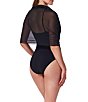 Gottex Yuri Flower Multi-Way Mesh Scoop Neck One Piece Swimsuit, Color:Black - Image 3