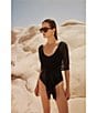 Gottex Yuri Flower Multi-Way Mesh Scoop Neck One Piece Swimsuit, Color:Black - Image 4