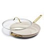 Color:Taupe - Image 1 - Reserve Ceramic Nonstick 12#double; Covered Fry Pan with Helper Handle