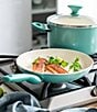 Color:Turquoise - Image 2 - Rio Ceramic Non-Stick 12#double; Fry Pan