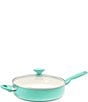 Color:Turquoise - Image 1 - Rio Ceramic Non-Stick 5-qt. Covered Saute Pan with Helper Handle