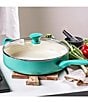 Color:Turquoise - Image 3 - Rio Ceramic Non-Stick 5-qt. Covered Saute Pan with Helper Handle