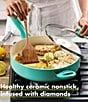 Color:Turquoise - Image 4 - Rio Ceramic Non-Stick 5-qt. Covered Saute Pan with Helper Handle