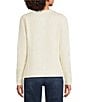Greige Allover Sequin Crew Neck Long Sleeve Button-Front Sweater Cardigan, Color:Ivory - Image 3