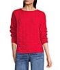 Greige Texture Crew Neck Dolman Cuffed Sleeve Sweater Top - Image 4