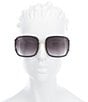 Color:Shiny Black - Image 2 - Logo Square Framed Sunglasses