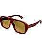 Color:Shiny Solid Bilayer Red/Orange Red - Image 1 - Men's Aspen Bilayer 57mm Aviator Sunglasses